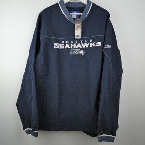 Reebok Seattle Seahawks Mens Jacket Large Blue NFL Logo Pullover NEW